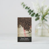 Carte De Visite grains de café et sac à toile (Debout devant)