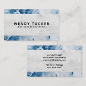 Carte De Visite Graisse en bois de marbre bleu (Devant / Derrière)