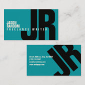 Carte De Visite Grand bleu audacieux de couverture d'initiales (Devant / Derrière)