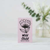 Carte De Visite GRAND BOLD BLOOM Rustic Minimal Floral QR code (Debout devant)