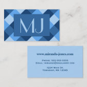 Carte De Visite Grand Buffalo Check, tons bleu denim (Devant / Derrière)