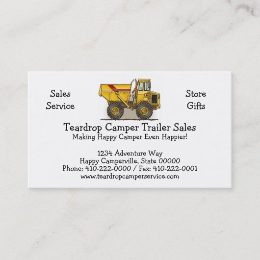 Carte De Visite Grand camion à benne basculante (Devant)