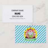 Carte De Visite Grand Clown de cirque en jonglant; Bleu (Devant / Derrière)