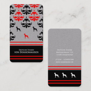 Carte De Visite Grand Danois noir blanc rouge