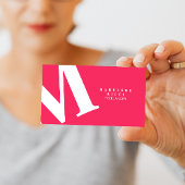 Carte De Visite Grand Initial | Typographie Moderne | Rose