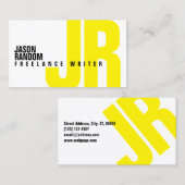 Carte De Visite Grand jaune audacieux de couverture d'initiales (Devant / Derrière)