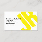 Carte De Visite Grand jaune audacieux de couverture d'initiales (Dos)