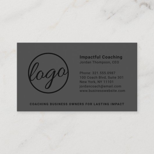 Carte De Visite Grand logo professionnel gris foncé (Devant)