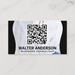 Carte De Visite Grand Modèle de code QR Marbre Gold Flakes