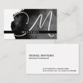 Carte De Visite Grand monogramme | Aquarelle noire (Devant / Derrière)