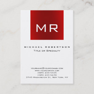Carte de visite grand monogramme blanc rayure roug