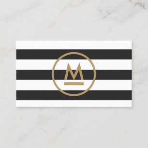 Carte De Visite Grand Monogramme moderne initial sur bandes en gra