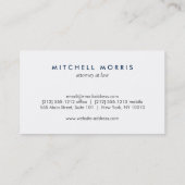 Carte De Visite Grand Monogramme moderne initial sur le lin bleu m (Dos)