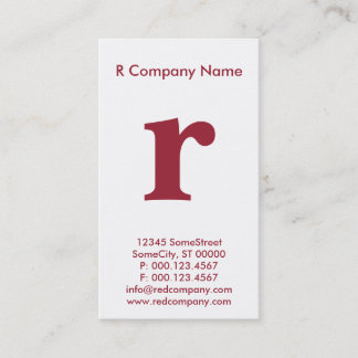 Carte De Visite grand monogramme rouge