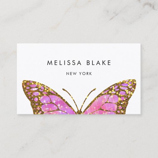 Carte De Visite grand papillon rose (Devant)