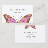 Carte De Visite grand papillon rose (Devant / Derrière)