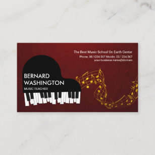 Carte De Visite Grand Piano Gold Music Notes Pianiste