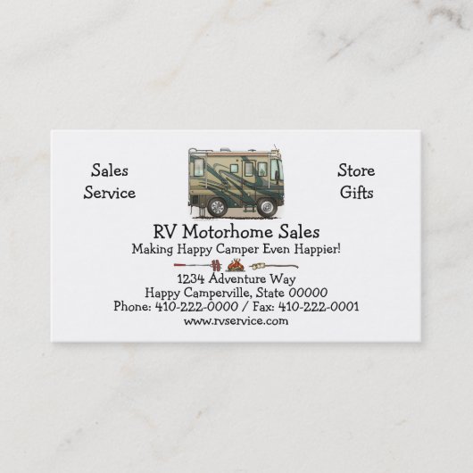 Carte De Visite Grand rv car Motorhome du profondément satisfait (Devant)