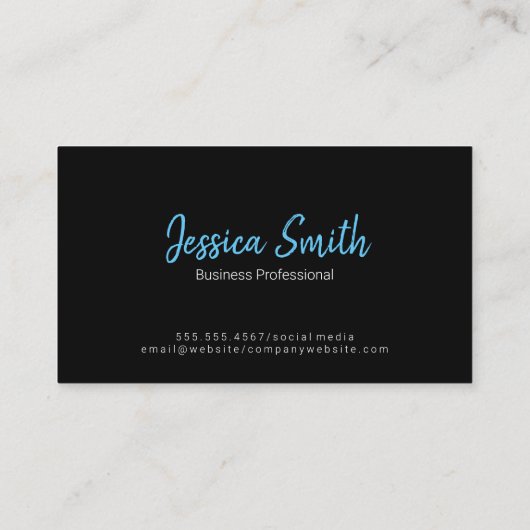 Carte De Visite Grand script bleu (Dos)