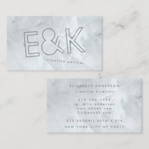 Carte De Visite Grand Script Funky Ultra Moderne Marbre Quartz