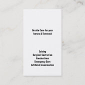 Carte De Visite Grand vétérinaire de bétail - vache noire à Angus (Dos)