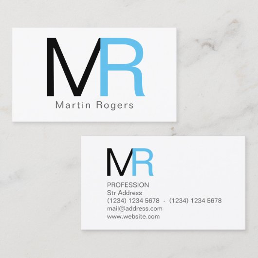 Carte De Visite Grande couverture géante de lettres d'initiales (Devant / Derrière)