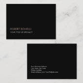 Carte De Visite Grande Unique Moderne Noir Style (Devant / Derrière)