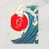 Carte De Visite GRANDE VAGUE, Bleu SOLEIL ROUGE Blanc Monogramme N (Dos)