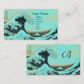Carte De Visite GRANDE VAGUE MONOGRAM Aqua Bleu, Turquoise (Devant / Derrière)