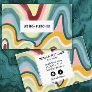 Carte De Visite Grandes bandes ondulées colorées Cool moderne mini