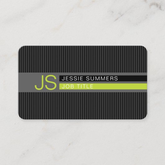 Carte De Visite Grandes cool modernes | Gris, Lime vert et noir (Devant)