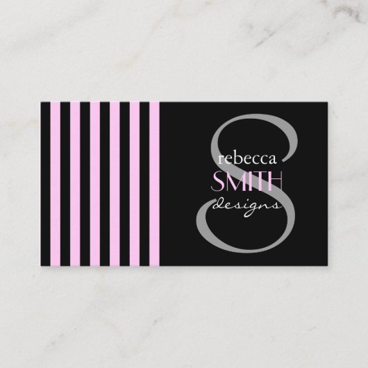 Carte De Visite Grandes Pink, Grandes Paillettes Noires, Motif Gra (Devant)