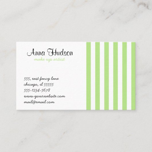 Carte De Visite Grandes Tailles Vertes, Grandes Tailles Blanches,  (Devant)