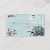 Carte De Visite Grange côtière bois aqua bleu étoile coquillages (Devant)