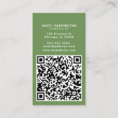 Carte De Visite Granny Chic QR Code personnalisé Scannable Vert Fl (Dos)