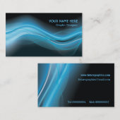 Carte de visite Graphic Designer vague bleue (Devant / Derrière)