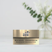 Carte De Visite Graphique à barres Financières | Or métallique (Debout devant)