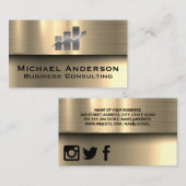 Carte De Visite Graphique à barres Financières | Or métallique (Devant / Derrière)