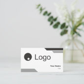 Carte De Visite Graphique à deux bandes en nuances de gris classiq (Debout devant)