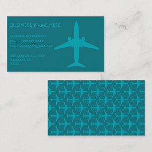 Carte De Visite Graphique Avion en Bleu Aqua
