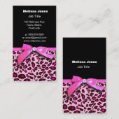 Carte De Visite Graphique d'arc de ruban d'empreinte de léopard de (Devant / Derrière)