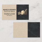 Carte De Visite Graphique de barre de finance | Marbre | Cuir (Devant / Derrière)
