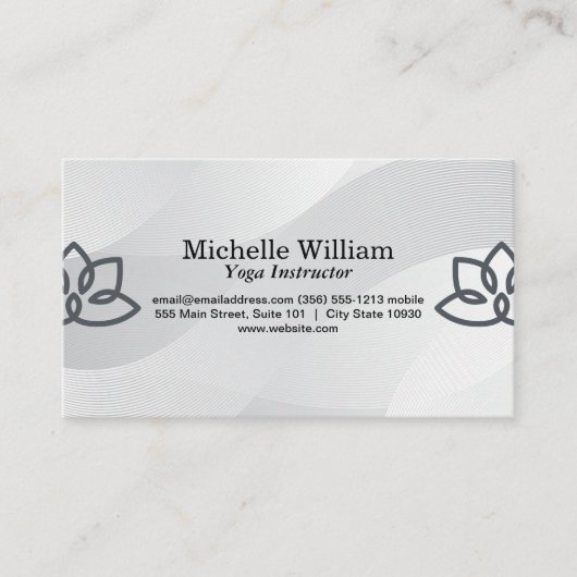 Carte De Visite Graphique de fleurs Lotus | Professeur de yoga | S (Devant)