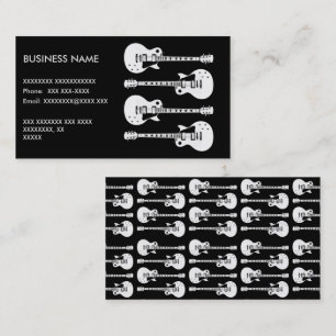 Carte De Visite Graphique de guitares électriques en blanc