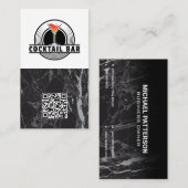 Carte De Visite Graphique de logo de bar à cocktails | Code QR (Devant / Derrière)