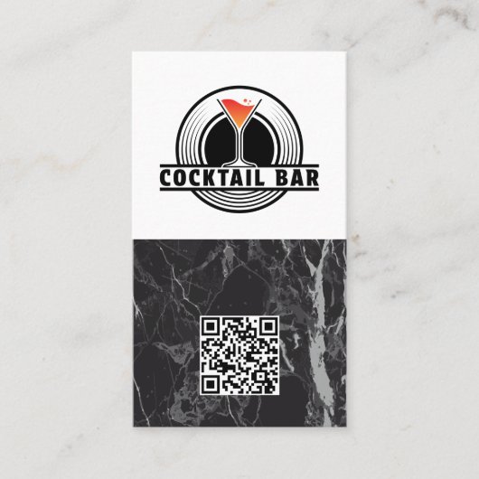 Carte De Visite Graphique de logo de bar à cocktails | Code QR (Devant)