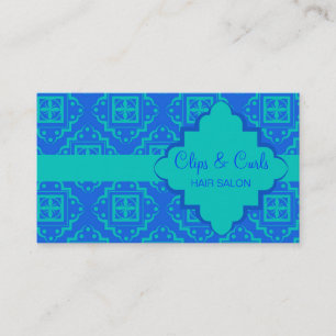 Carte De Visite Graphique de Marocain d'arabesque d'Aqua de bleu