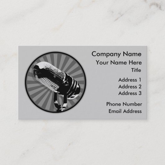 Carte De Visite Graphique de microphone rétro (Devant)