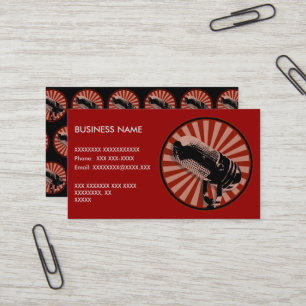 Carte De Visite Graphique de microphone rétro en rouge