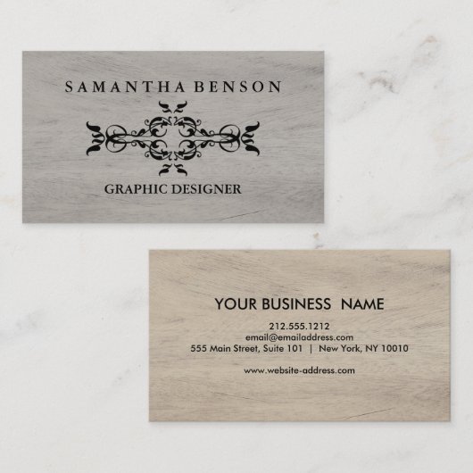 Carte De Visite Graphique de texture en bois rustique (Devant / Derrière)